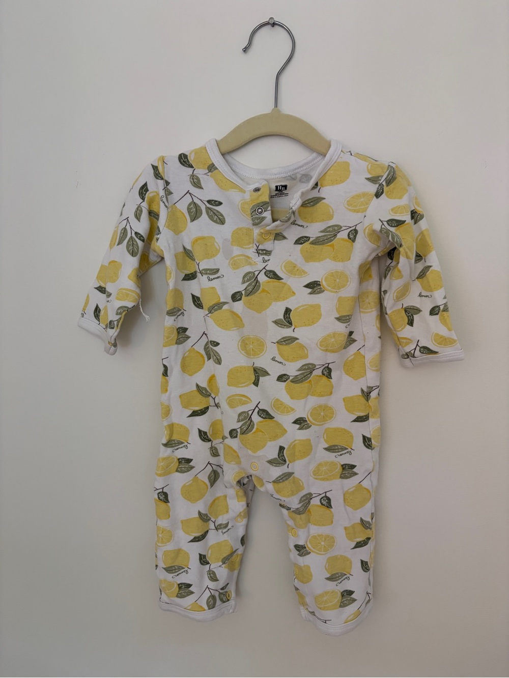 Baby Lemon Print One-Piece Romper - White & Yellow